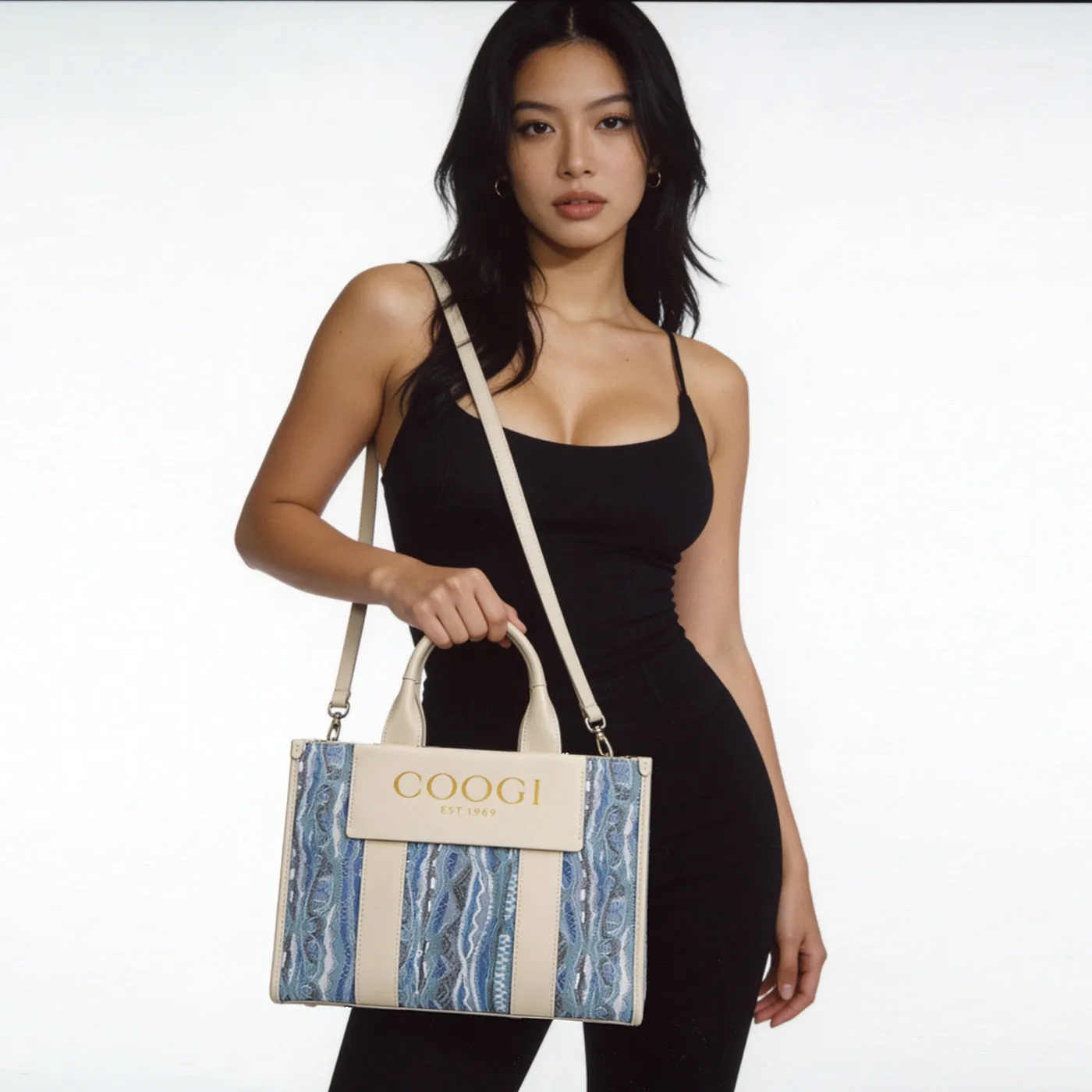 COOGI Hamptons geanta tote albastra piele sintetica