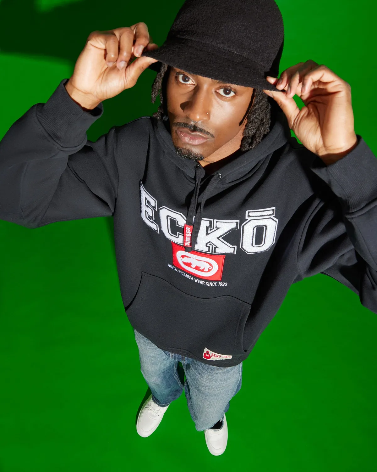 Ecko Classic Fleece hoodie negru logo piept