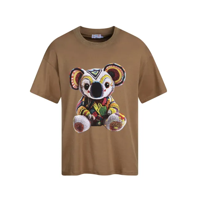 COOGI Koala tricou oversize maro bumbac imprimat