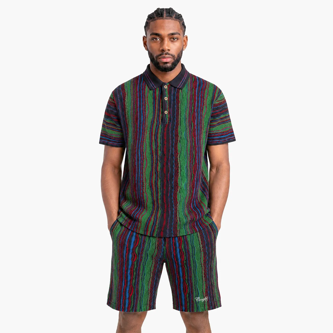 COOGI Light Weight Sweater Knit polo tricotat verde mercerizat