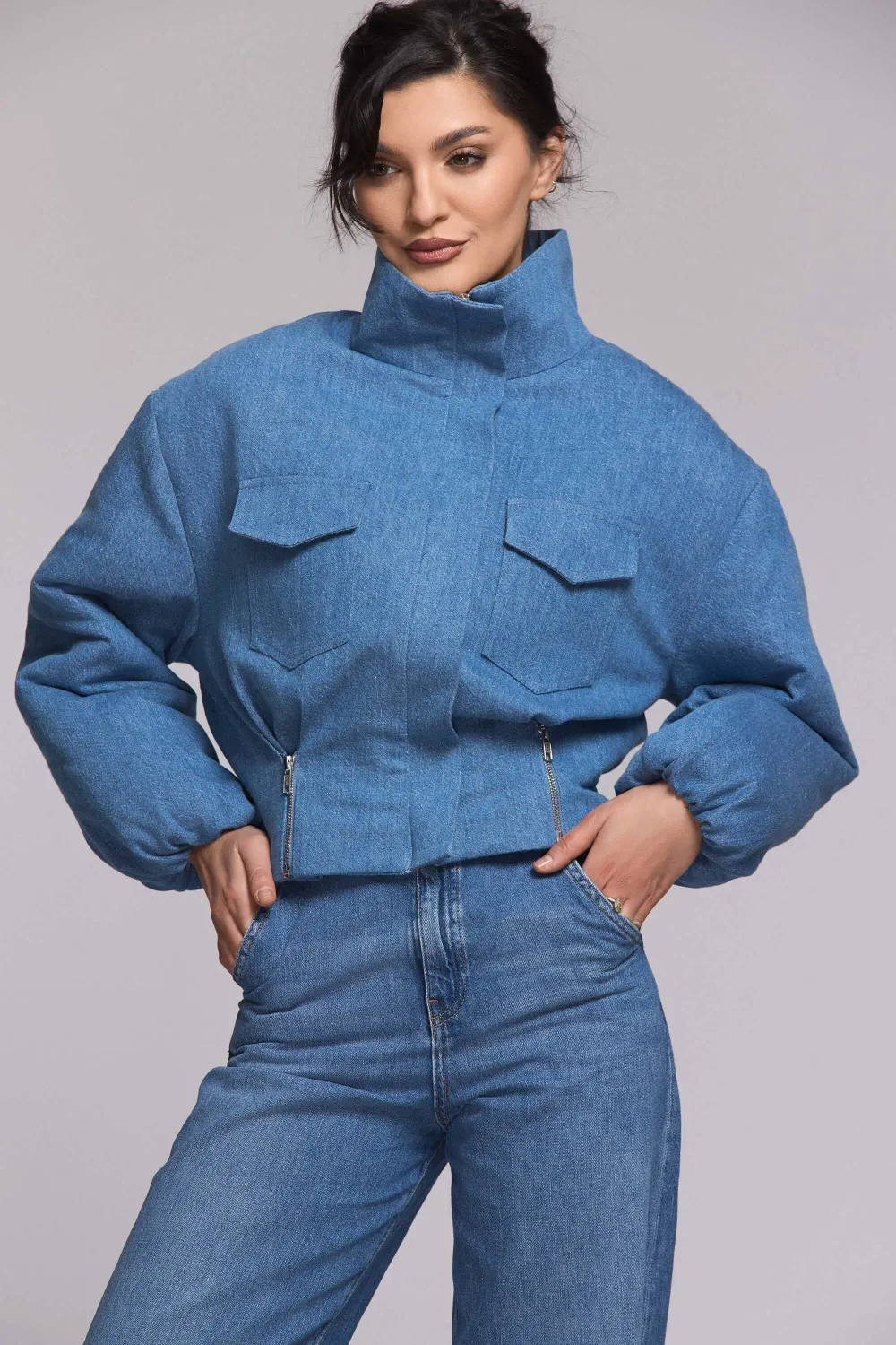 Grama Shop Bomber Denim jacheta bumbac organic