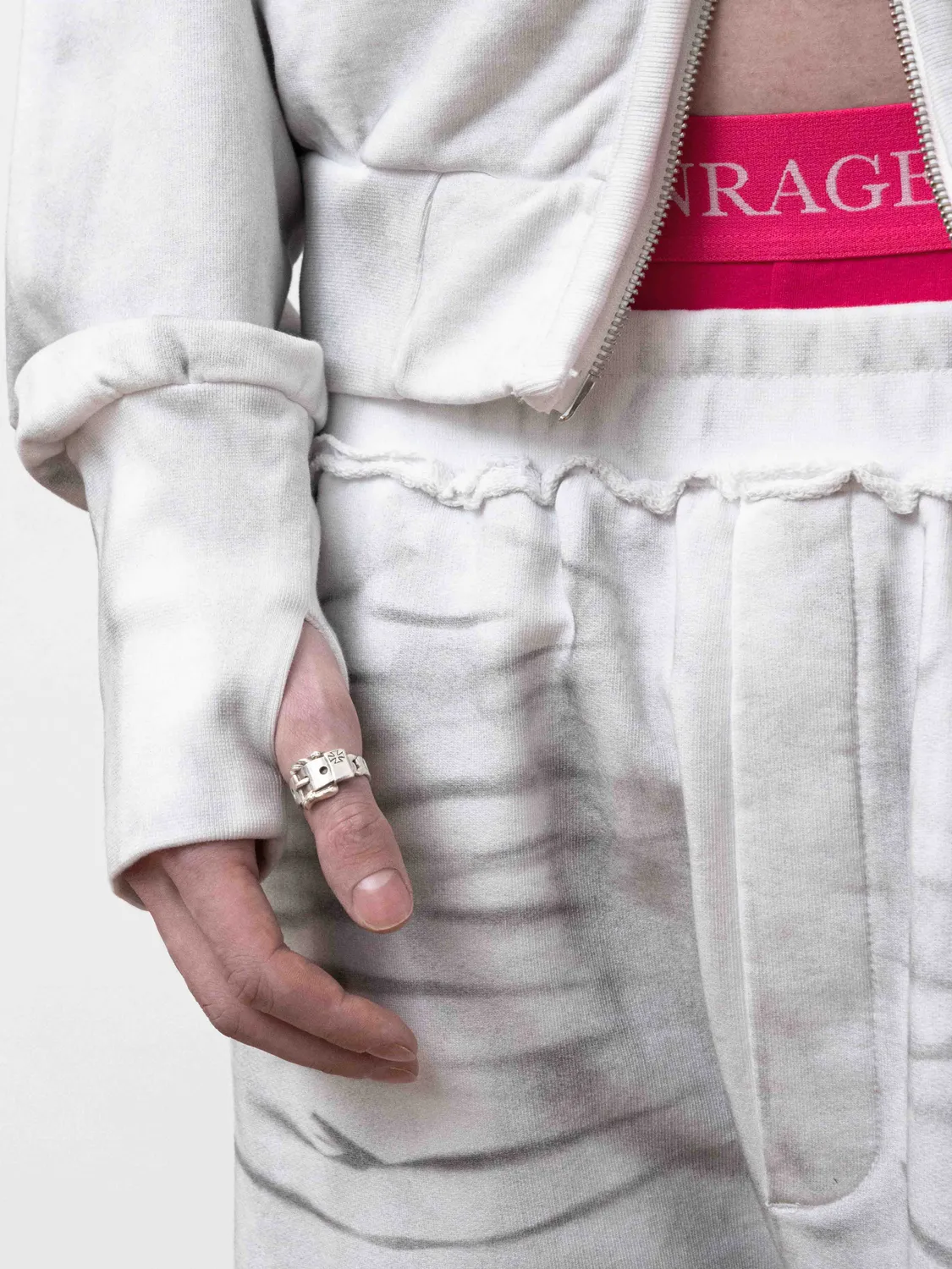 Enrage Dirty Spray Pantaloni Sport Albi Bumbac