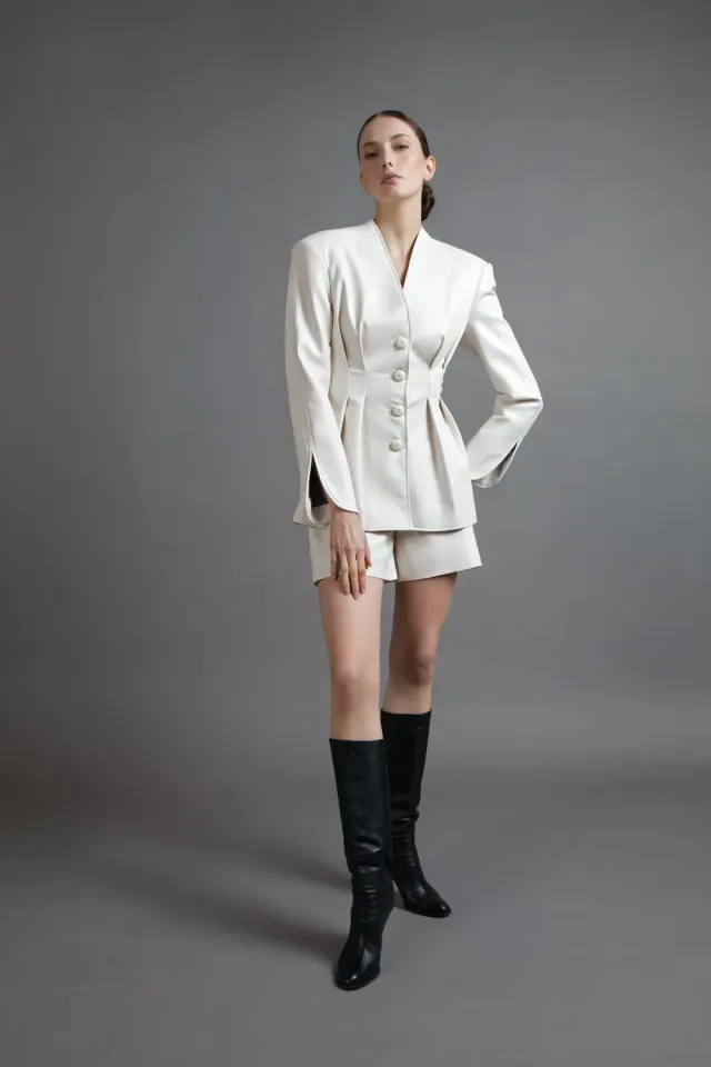 Gattinoni Couture geaca ecopiele nasturi viscose