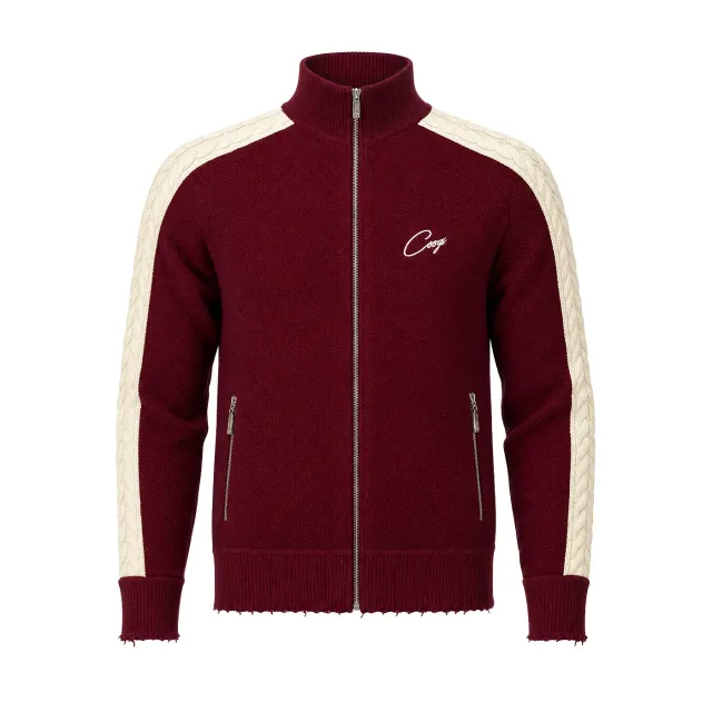 COOGI Heavy Weight Fashion Knit Track Jacket jacheta burgundy bumbac