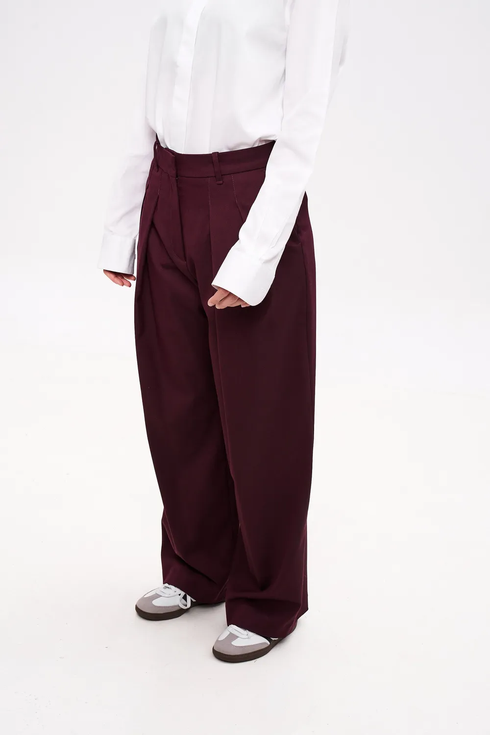 Dualitae Manon pantaloni burgundy viscoza 109 cm