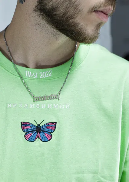 Createdby Butterfly V2 tricou oversize brodat bumbac greu