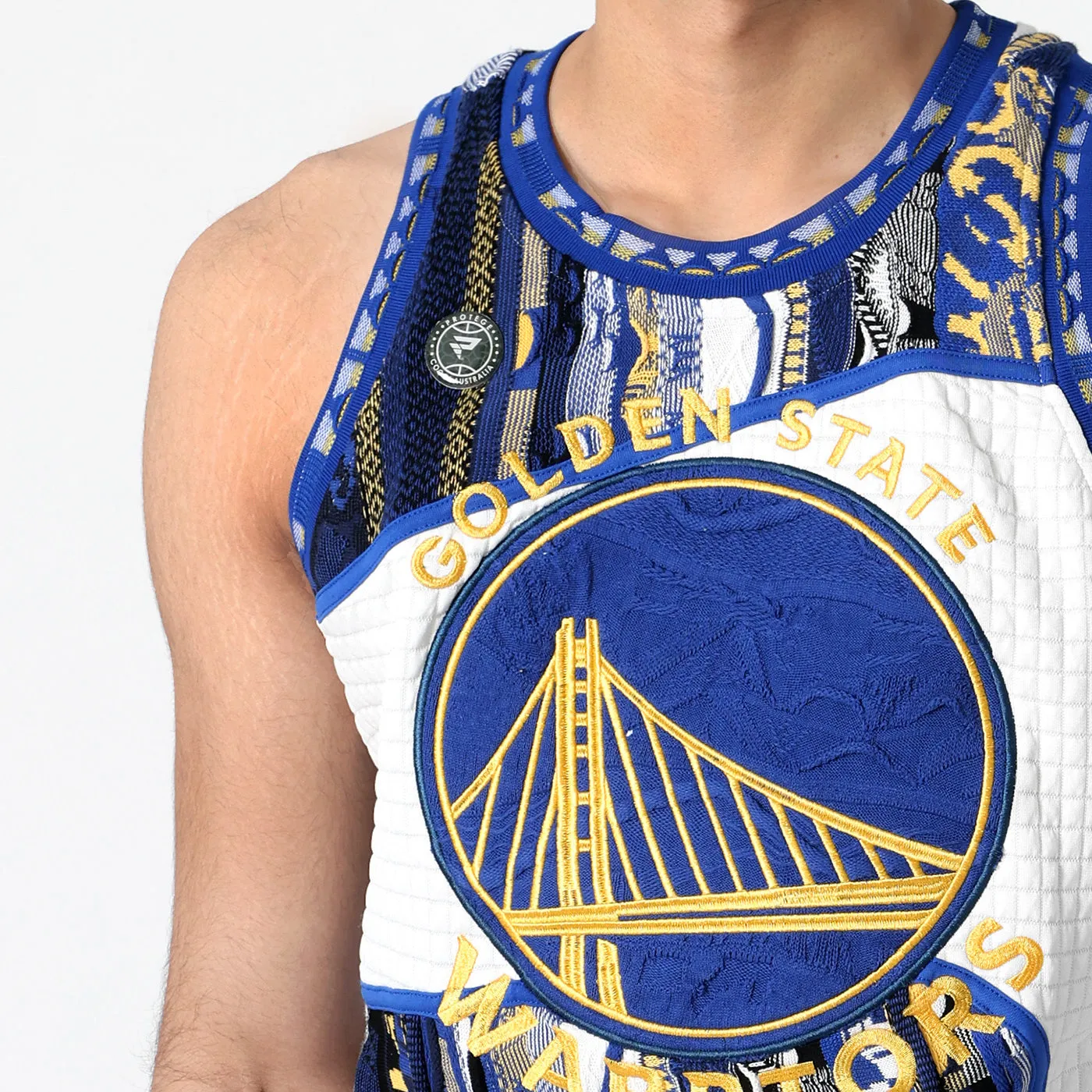 COOGI X NBA Warriors vesta tricotata albastru-auriu