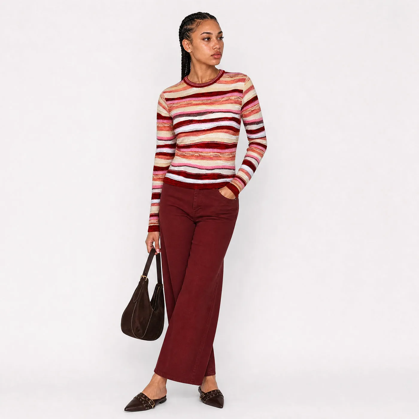 COOGI All-Season Sweater Knit pulover dama roz-galben bumbac