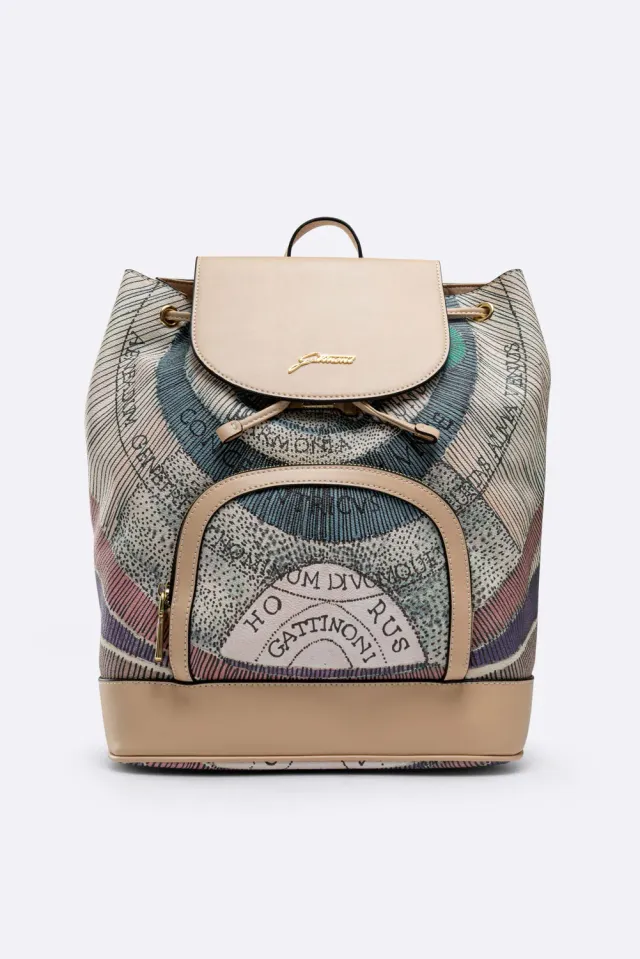 Gattinoni Planetarium Watercolor rucsac bej piele 27x16x34