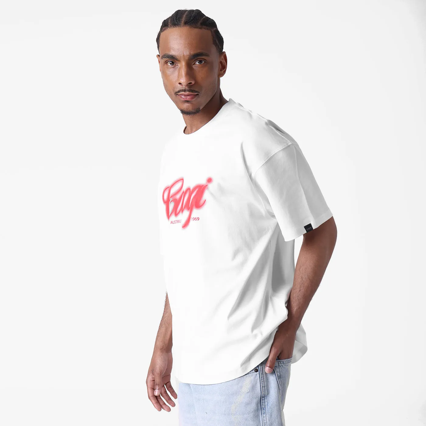 COOGI Airbrush tricou oversized alb imprimat digital