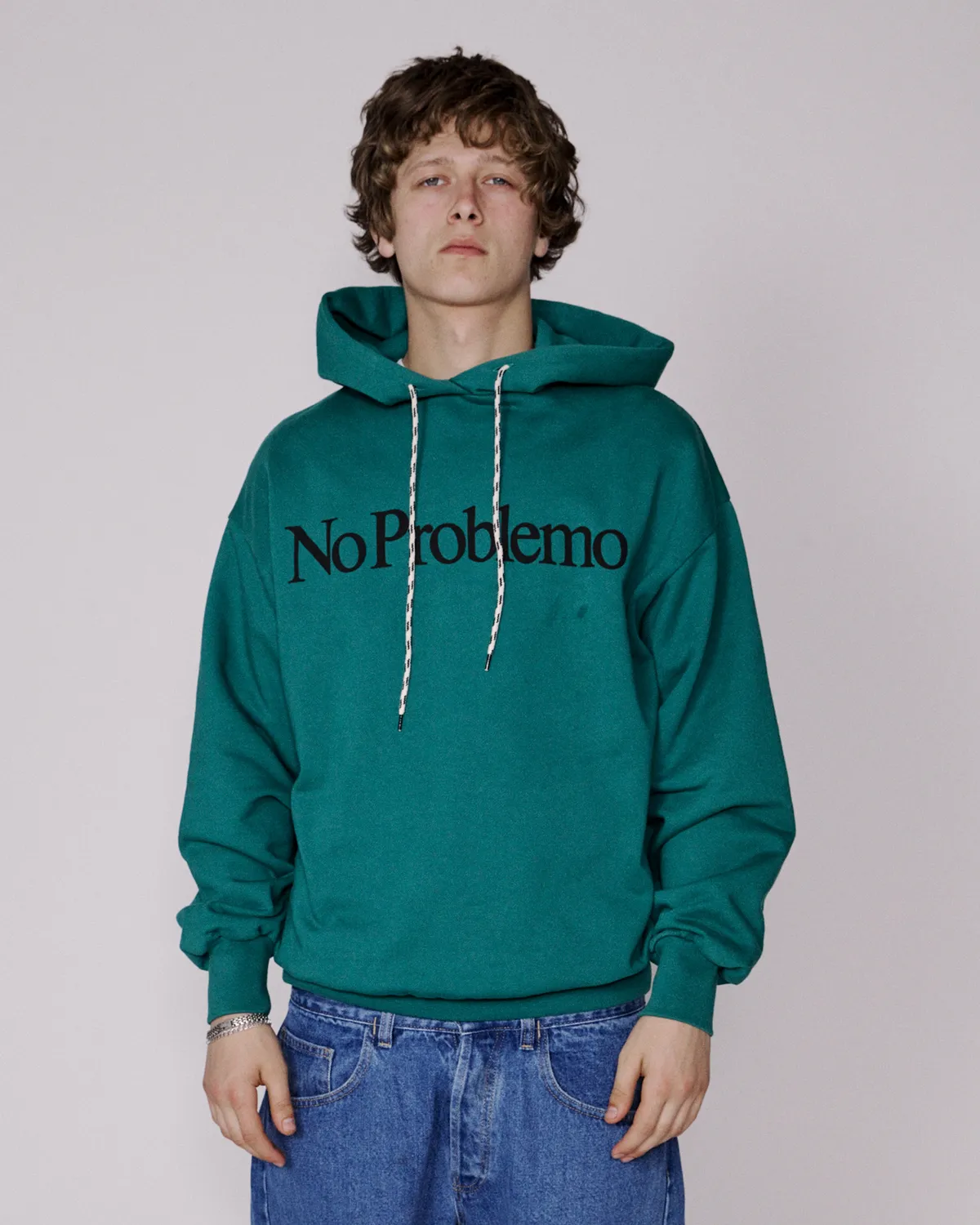 No Problemo Hoodie hanorac verde bumbac