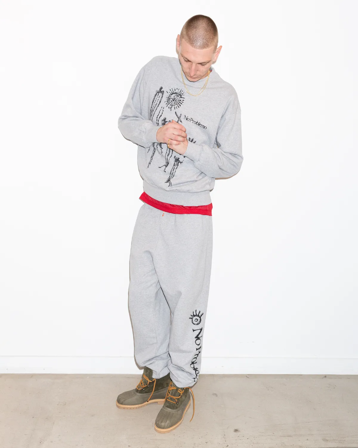 No Problemo Ancient Findings Sweatpants pantaloni gri marl