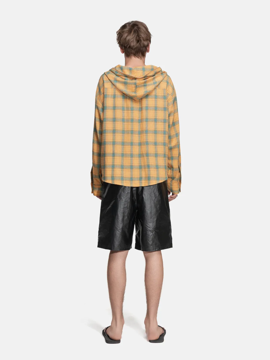 Enrage Flannel Hoodie hanorac galben tip camasa