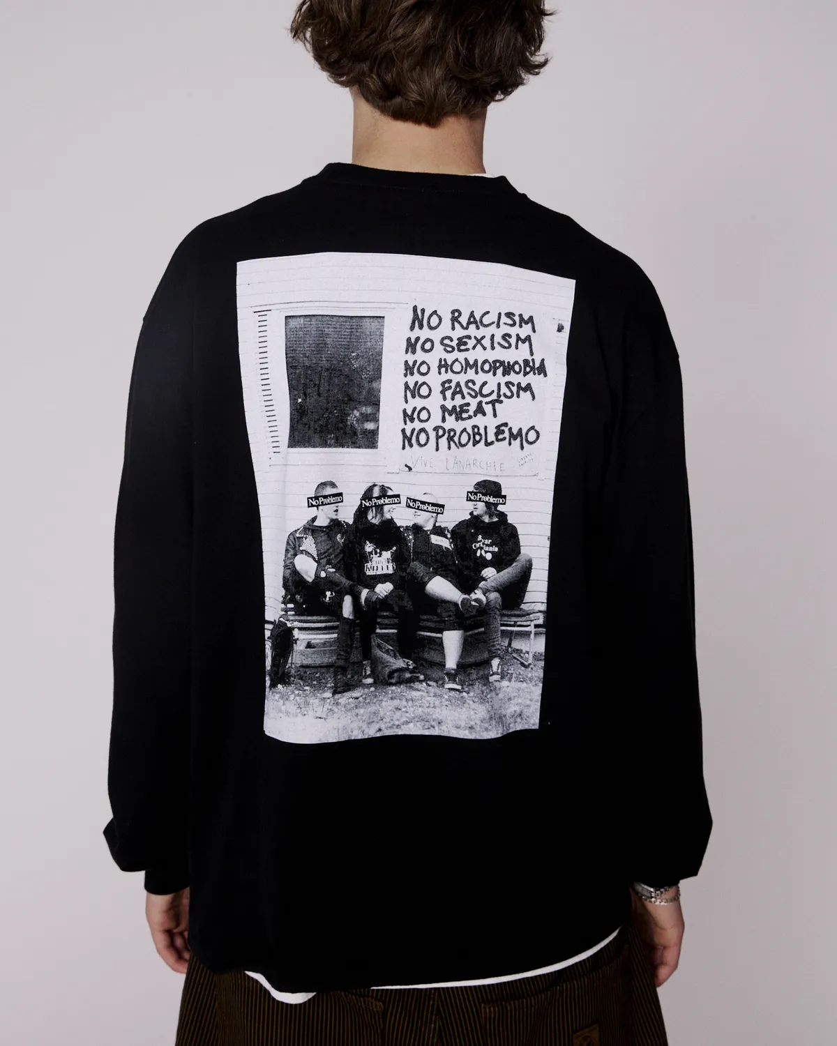 No Problemo No War LS Tee bluza neagra bumbac