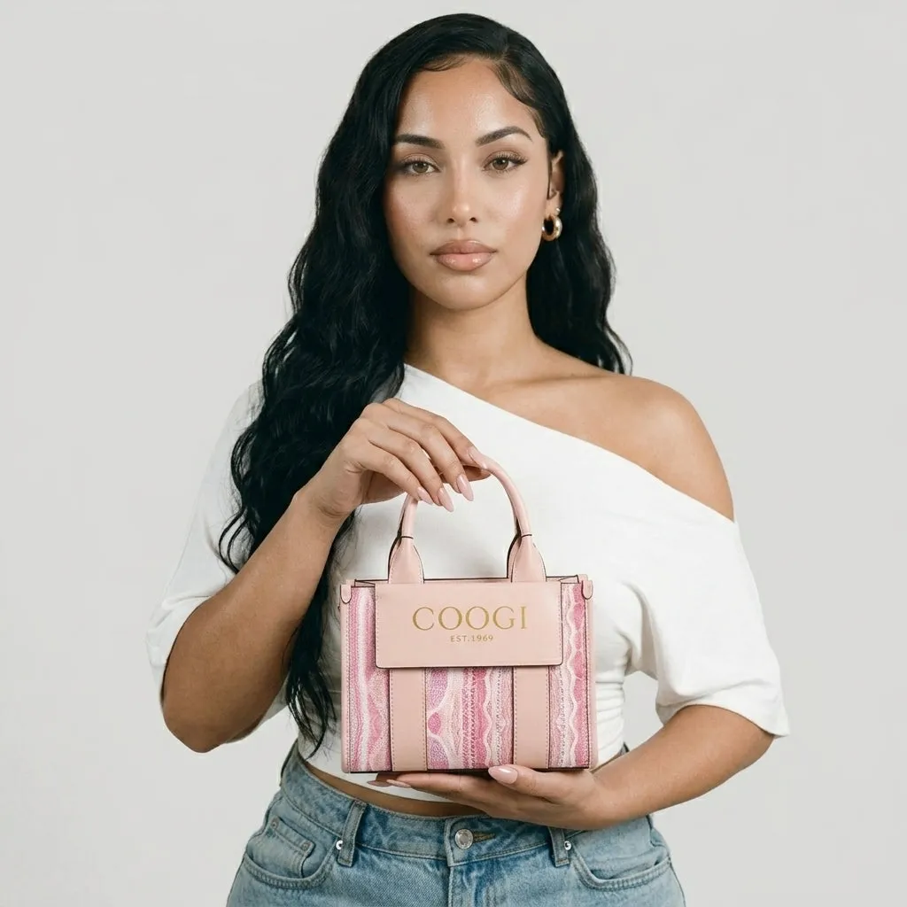 COOGI Hamptons Mini Tote geanta roz din piele