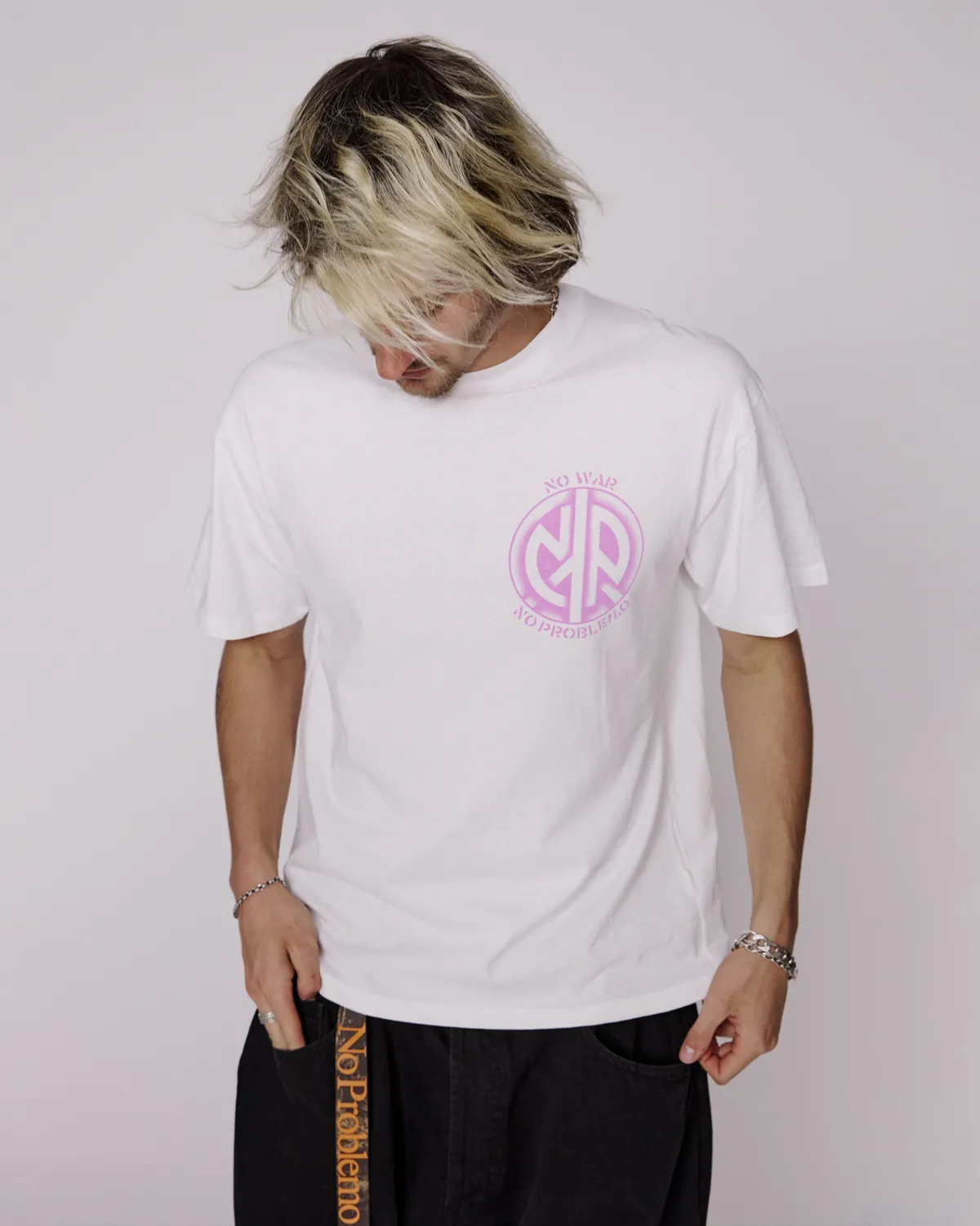 No Problemo No War tricou alb bumbac