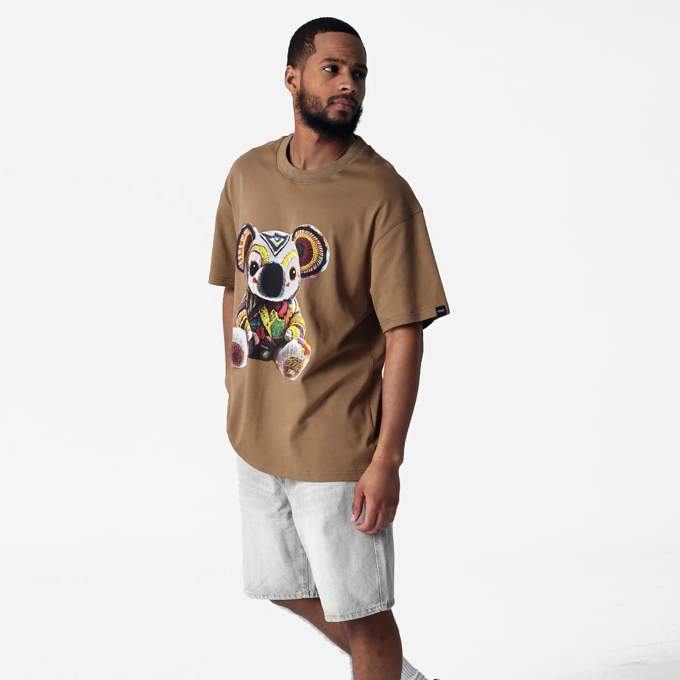 COOGI Koala tricou oversize maro bumbac imprimat