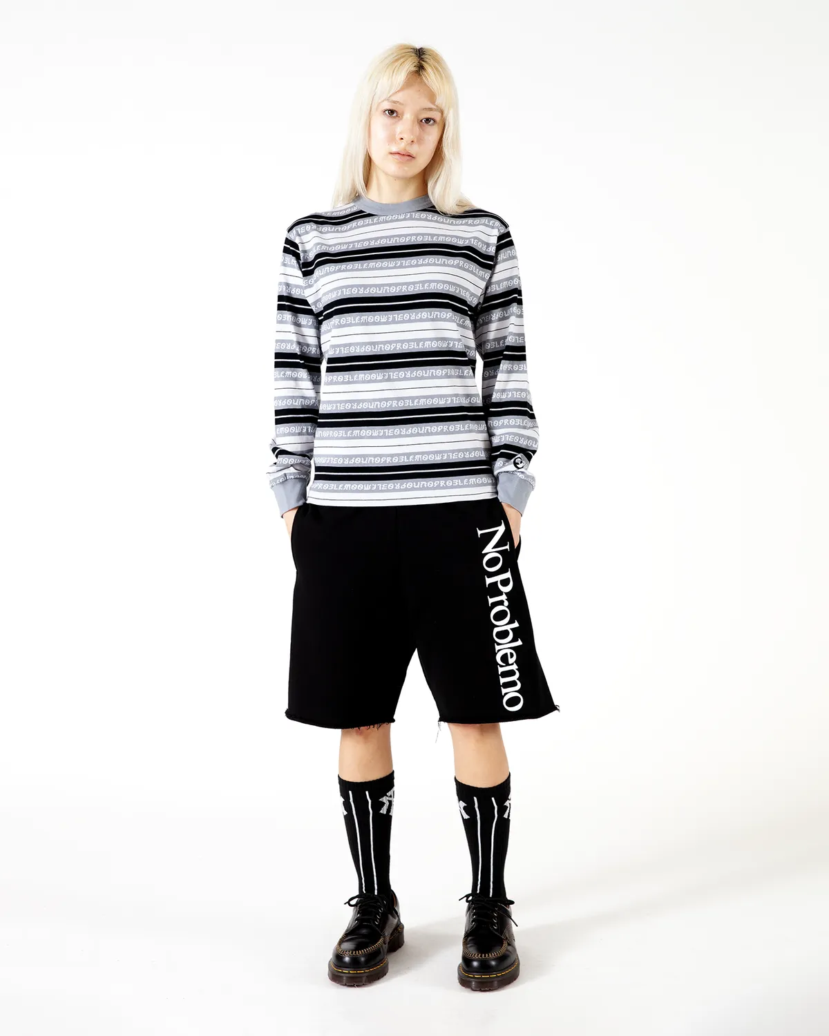 No Problemo Jacquard Stripe LS Tee bluza neagra maneca lunga