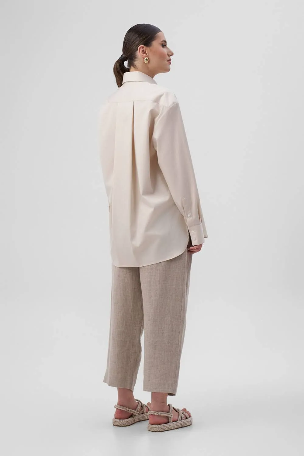 Dualitae Ines camasa oversize bej bumbac S-M
