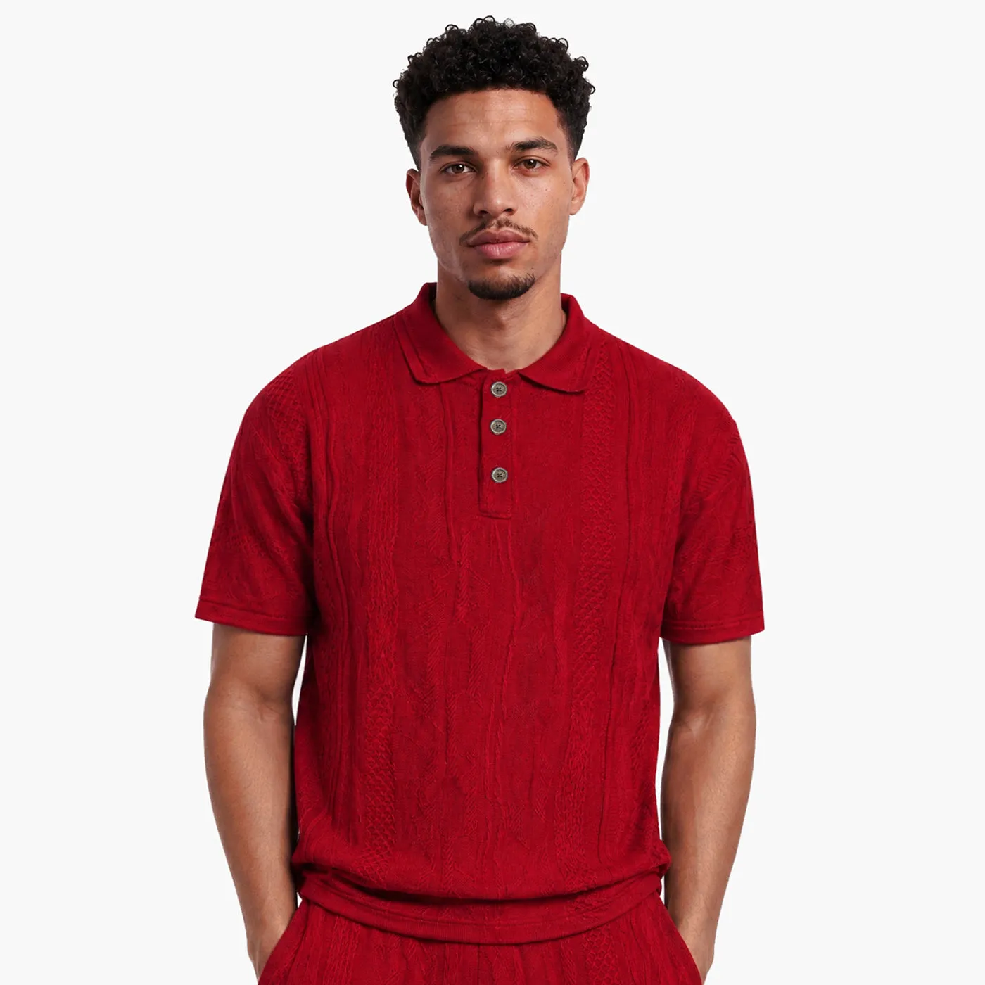 COOGI Red Alert polo tricotat ușor roșu bumbac