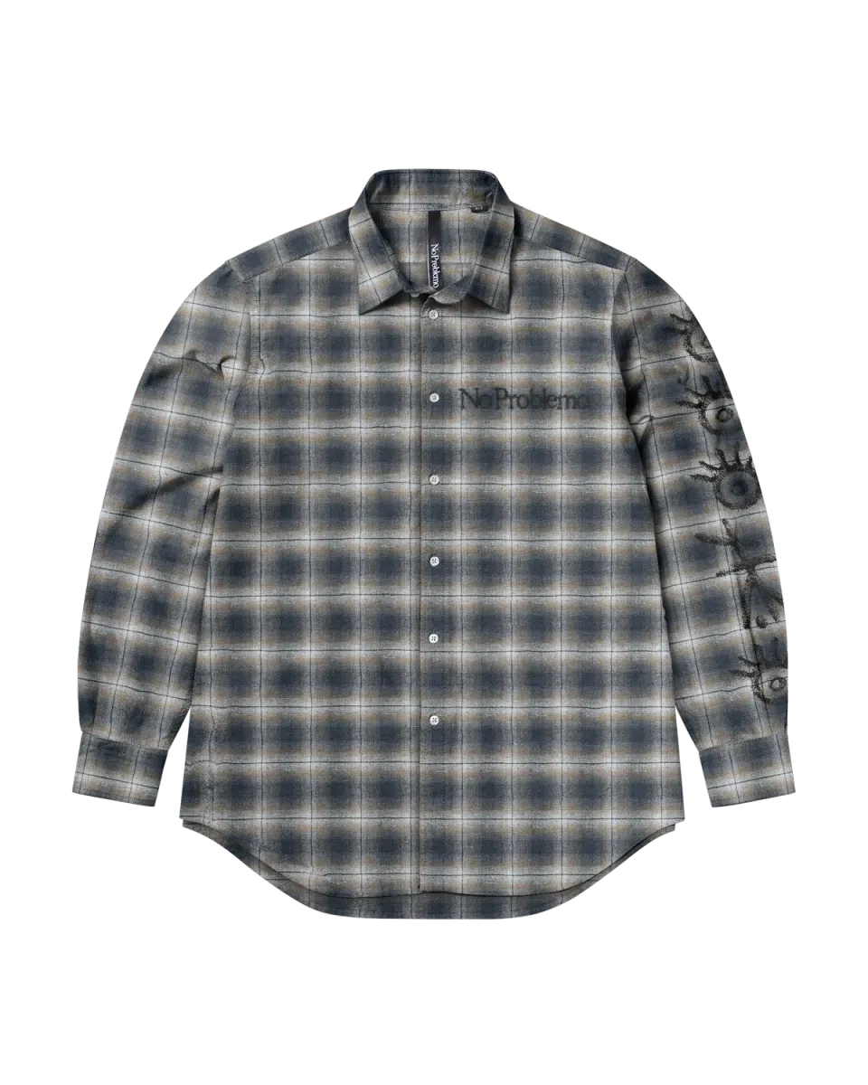 No Problemo Findings Plaid camasa bleumarin maneca lunga