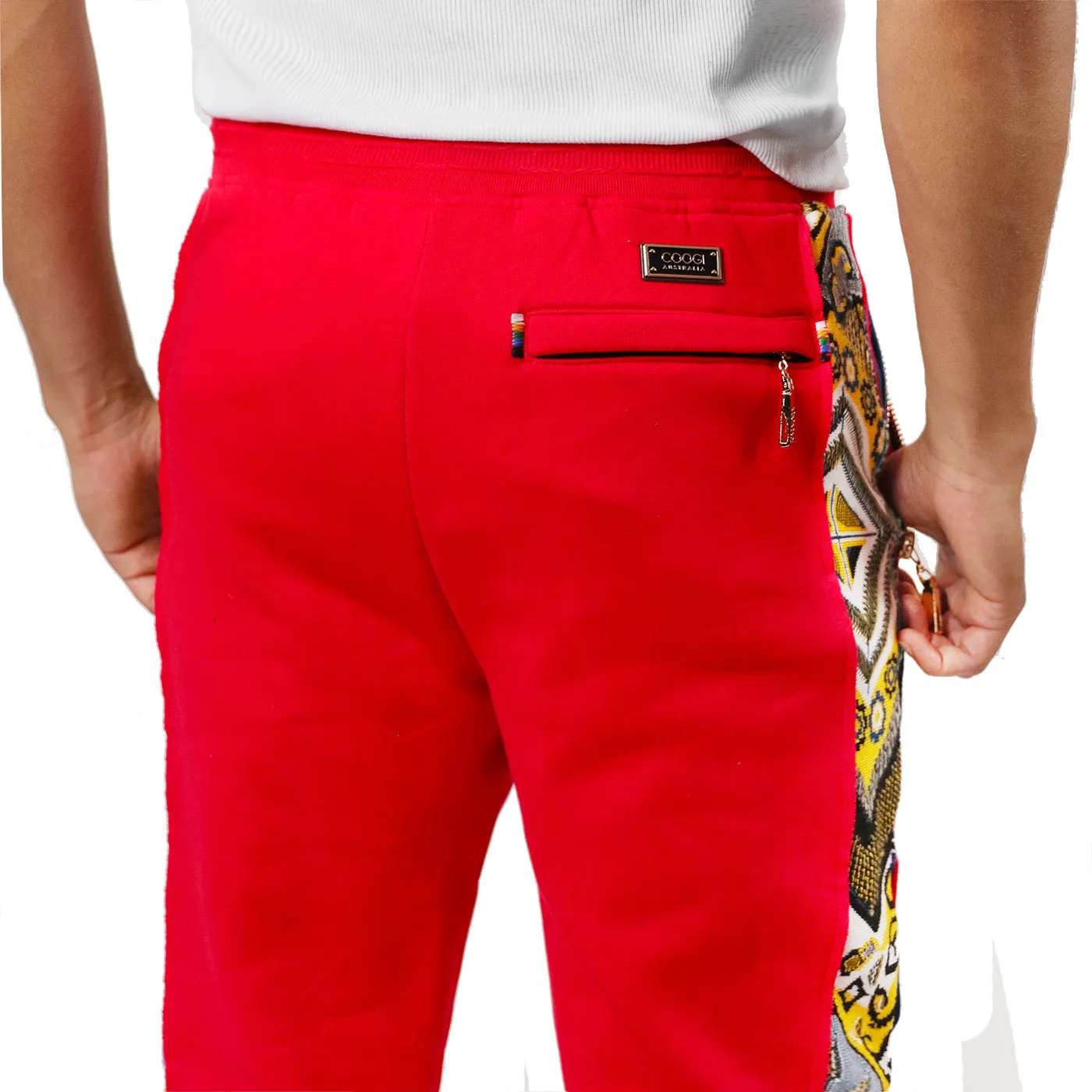 COOGI Sweater Pieced joggeri fleece rosii bumbac