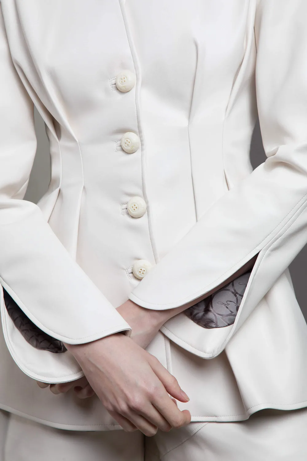 Gattinoni Couture geaca ecopiele nasturi viscose