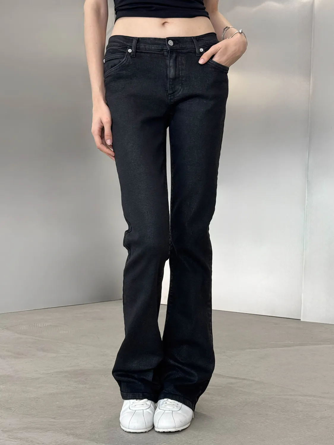 Enrage Flared Jeans blugi negri cerati