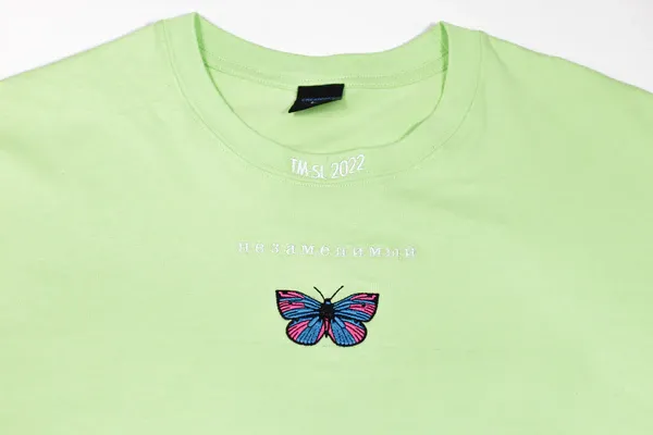 Createdby Butterfly V2 tricou oversize brodat bumbac greu