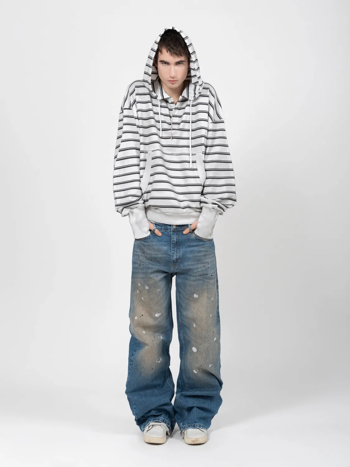 Enrage Henley Hoodie hanorac dungi bumbac
