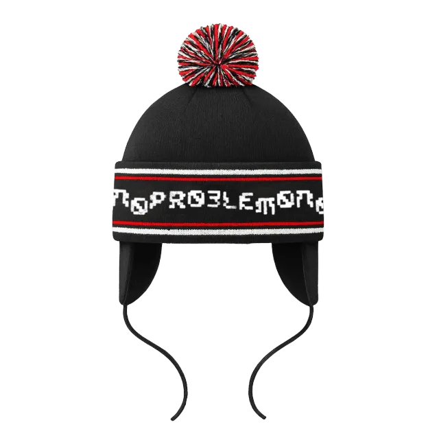 No Problemo Rugged Beanie căciulă neagră cu clape pompon