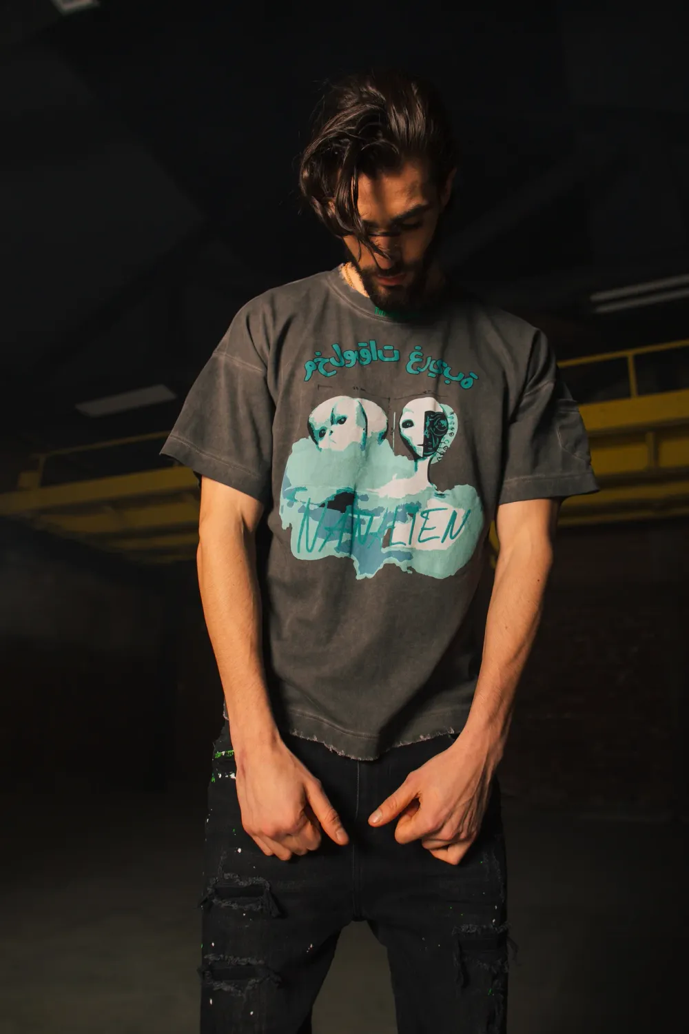 CREATEDBY Alien Creatures Vintage Washed tricou greu oversize