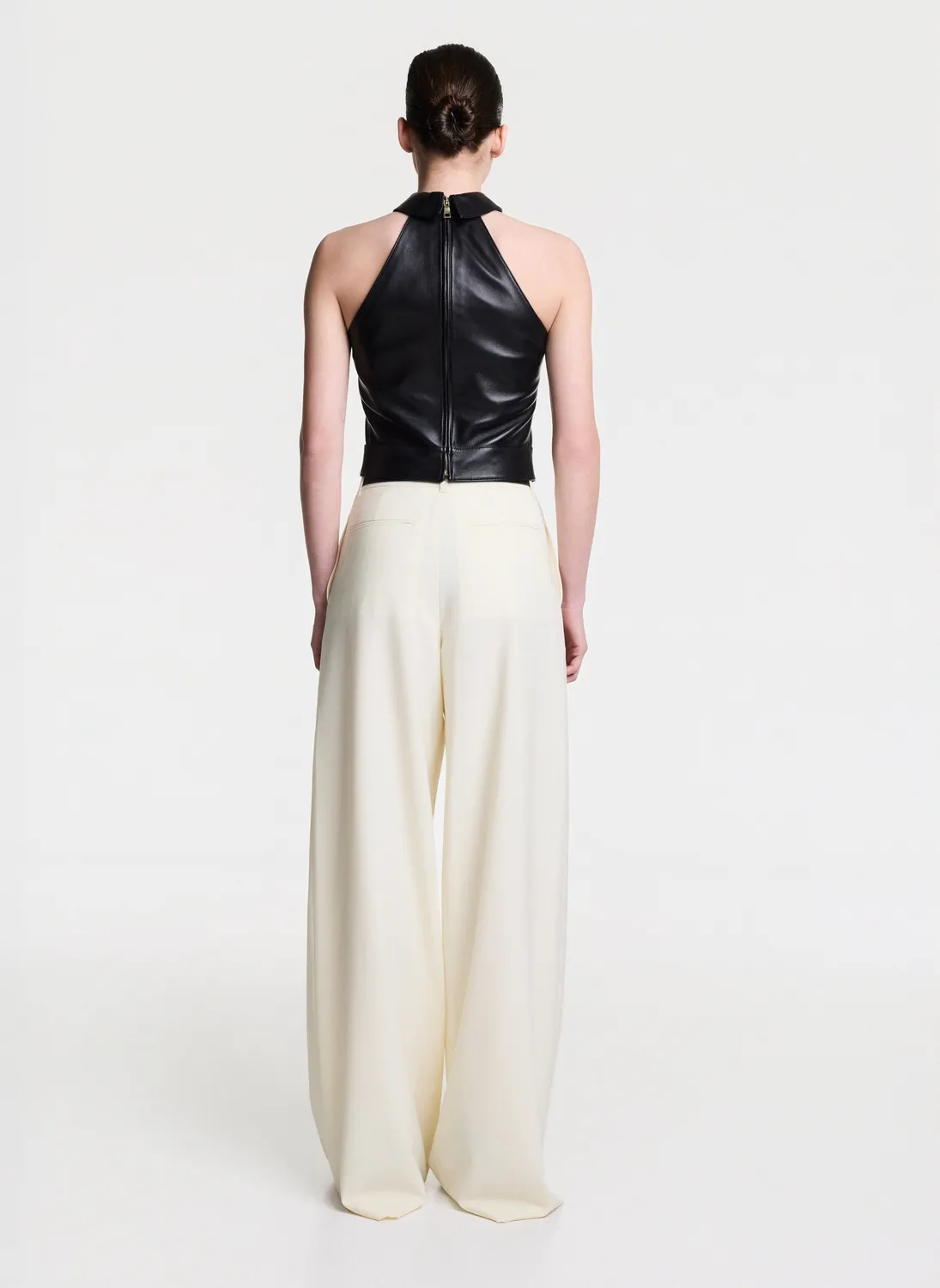 Dualitae Margot pantaloni albi lana 113 cm