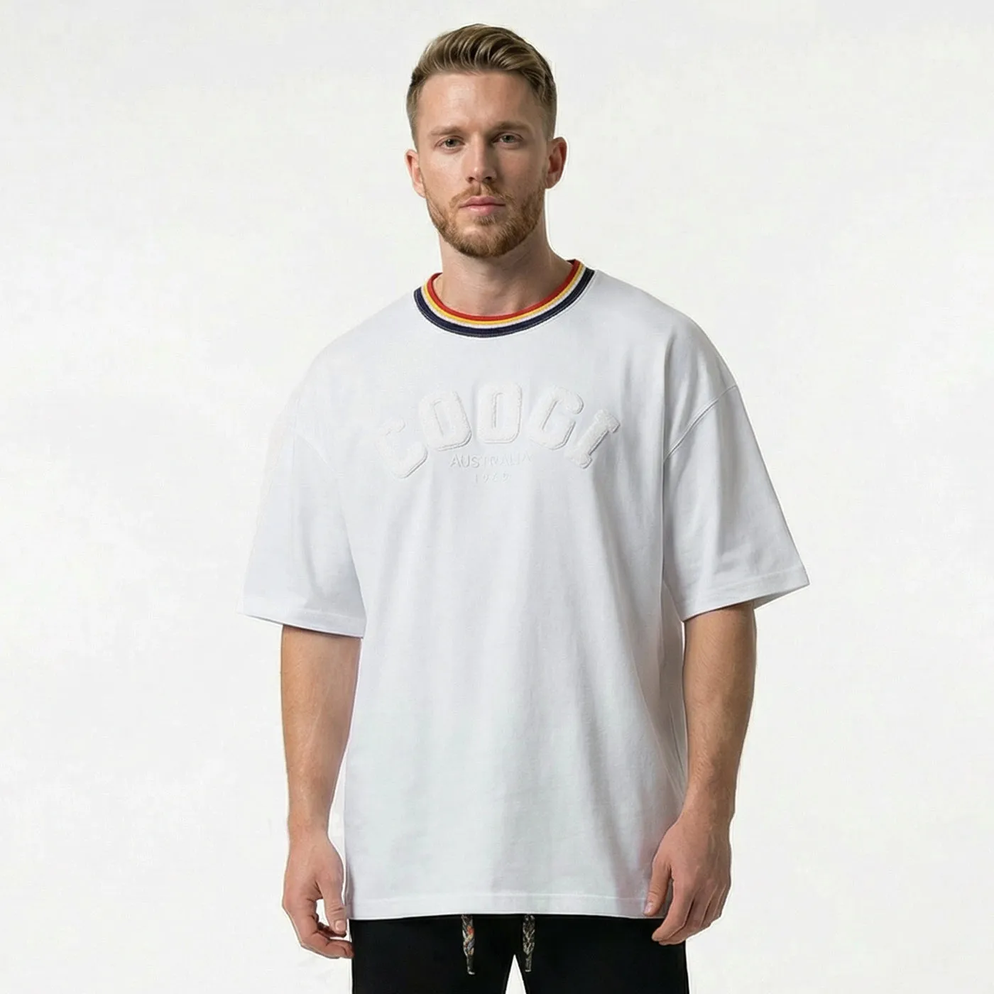 COOGI Block Logo tricou oversized Bone bumbac greu