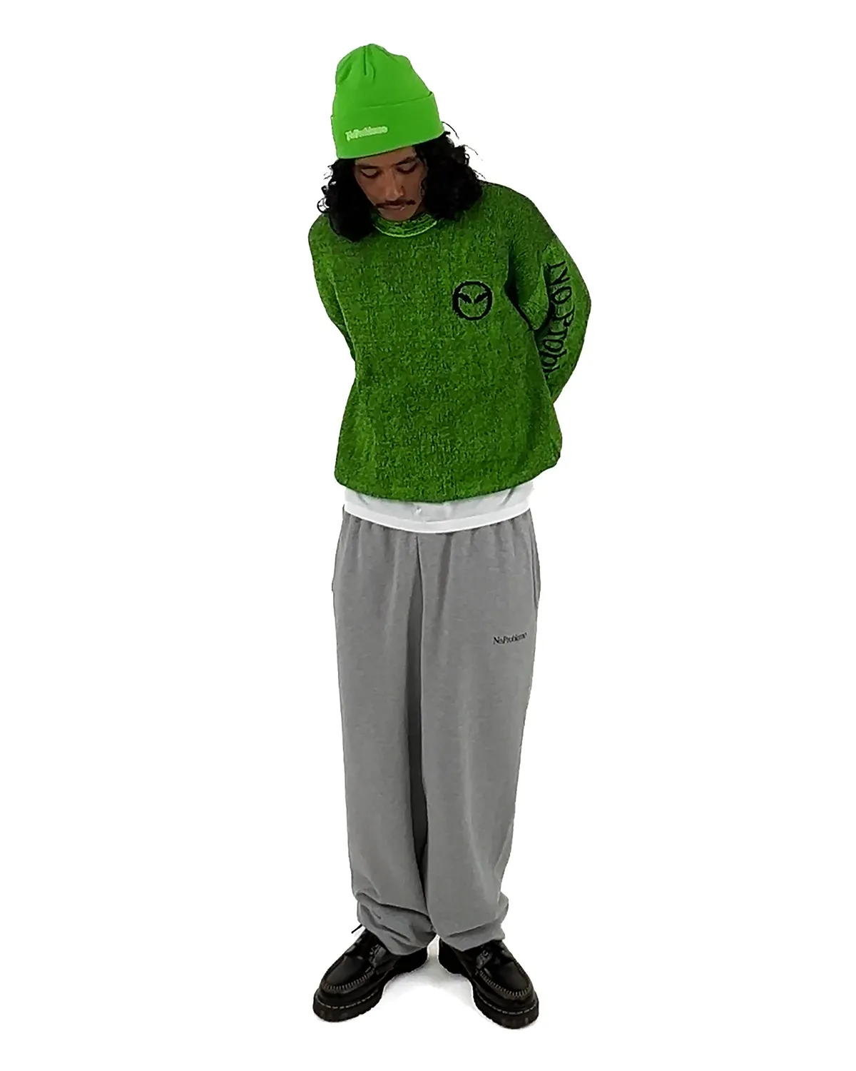 No Problemo Alien-O Glitch pulover verde jacquard