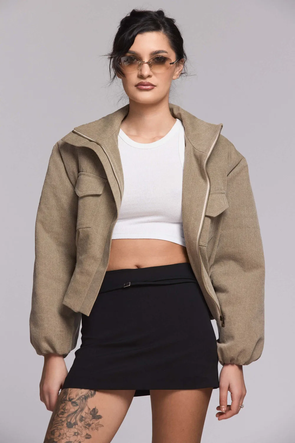 Grama Shop Bomber Denim jacheta khaki bumbac