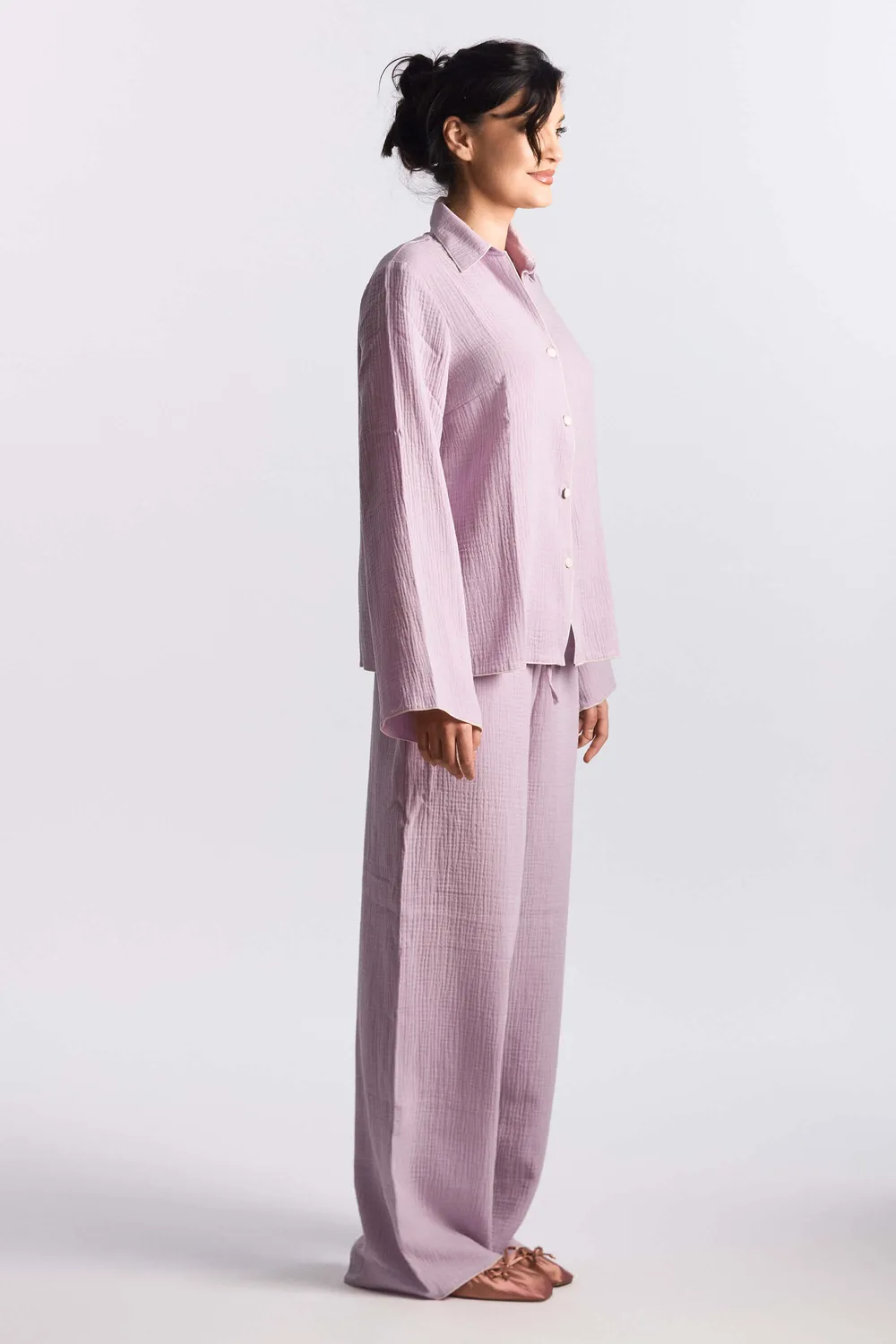 Grama Shop Pijama Muselina Lila Bumbac