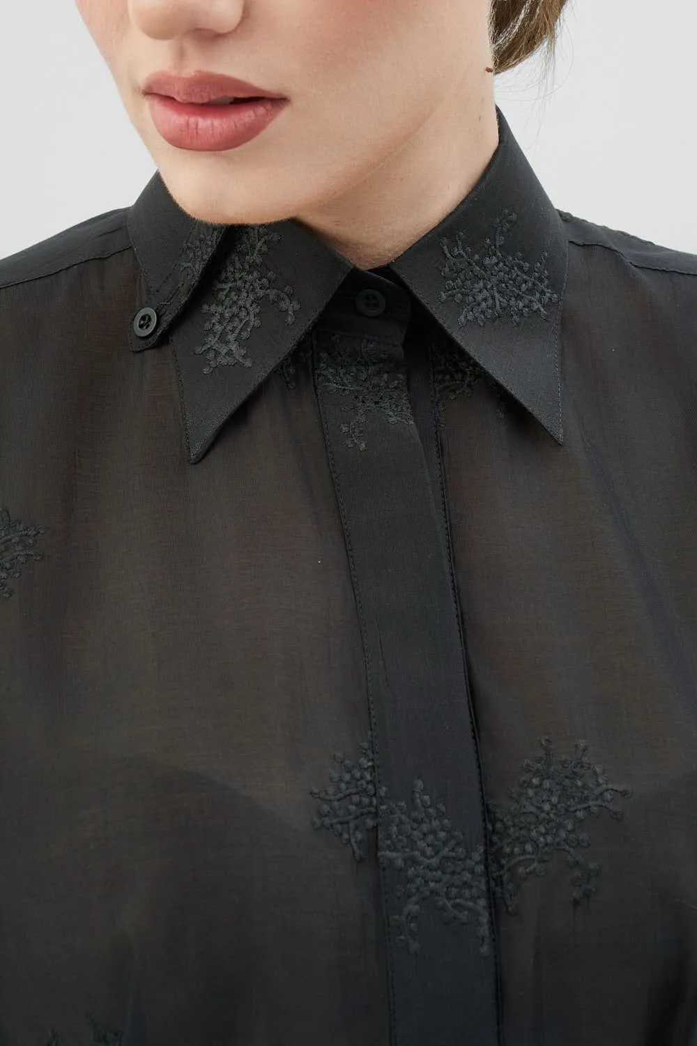 Dualitae DAISY rochie camasa neagra lunga din lyocell