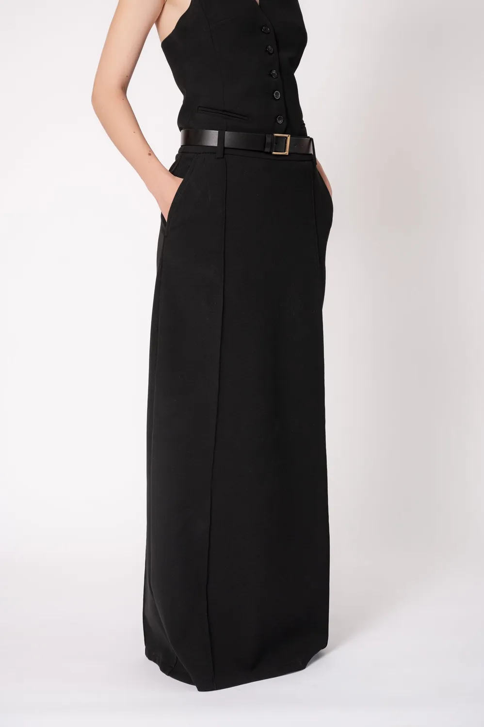 Dualitae Celine fustă maxi neagră 106 cm
