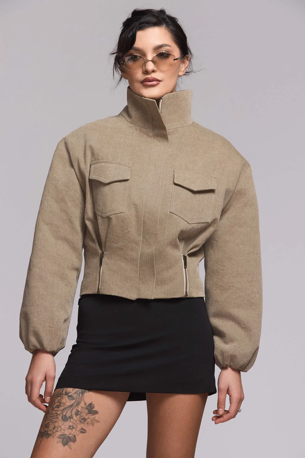 Grama Shop Bomber Denim jacheta khaki bumbac