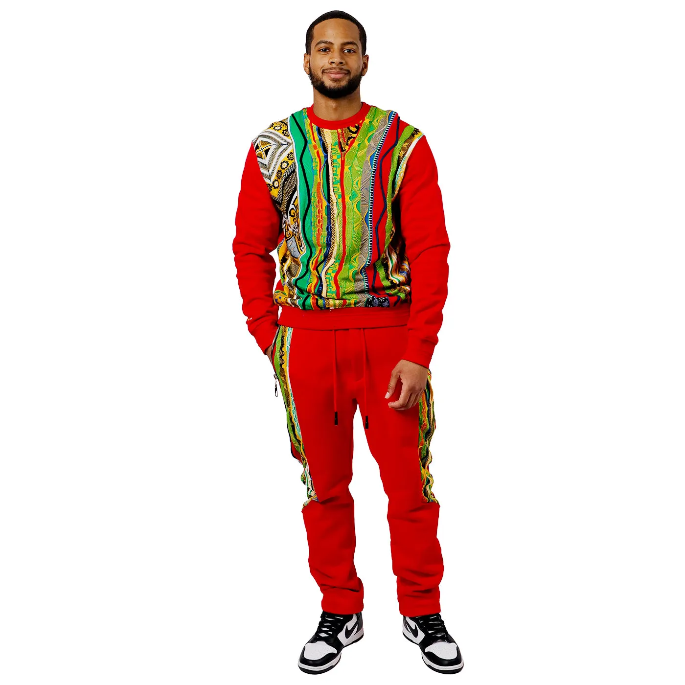 COOGI Sweater Pieced joggeri fleece rosii bumbac