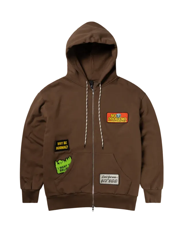 No Problemo Sticker Zip hanorac Brown bumbac