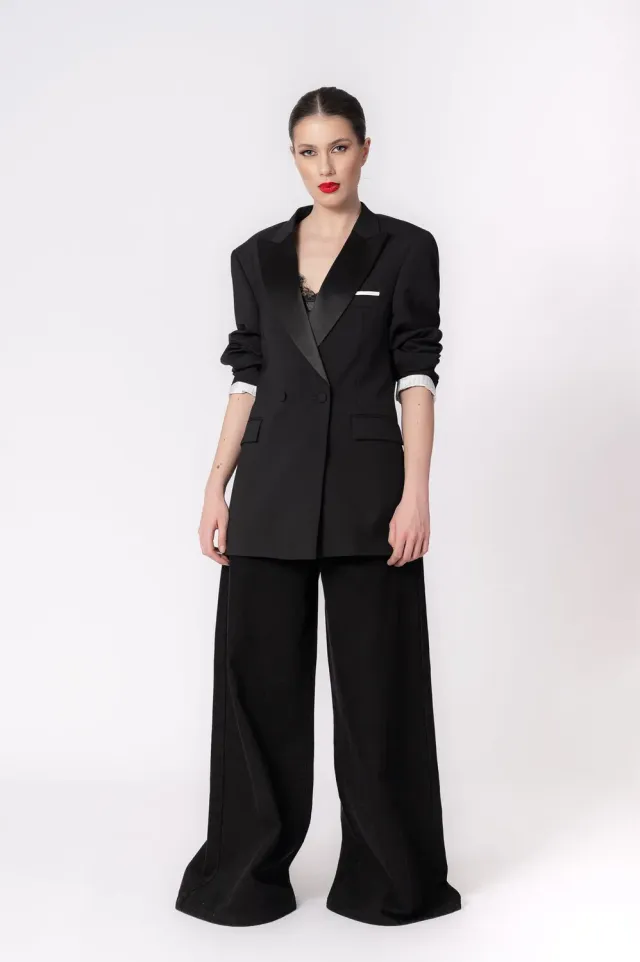 Dualitae Lorena Wide-Leg blugi negri talie inalta