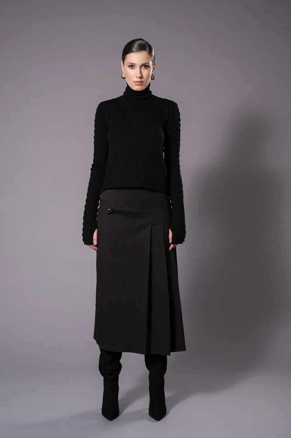 Dualitae Amy maleta neagra 100% lana merinos