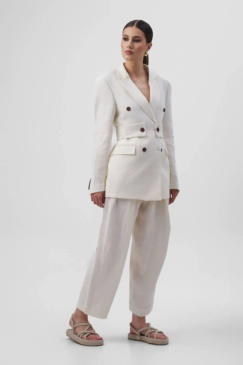 Dualitae MANON pantaloni dama in albi lungime 90 cm