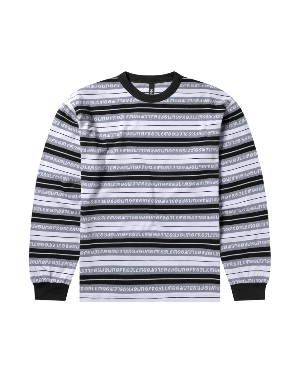 No Problemo Jacquard Stripe tricou negru maneca lunga