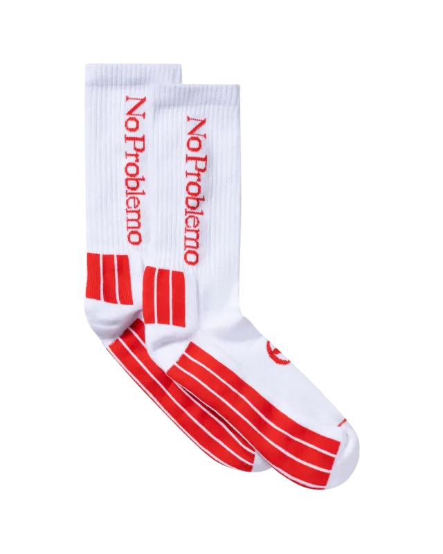No Problemo Sock șosete albe bumbac talpă moale