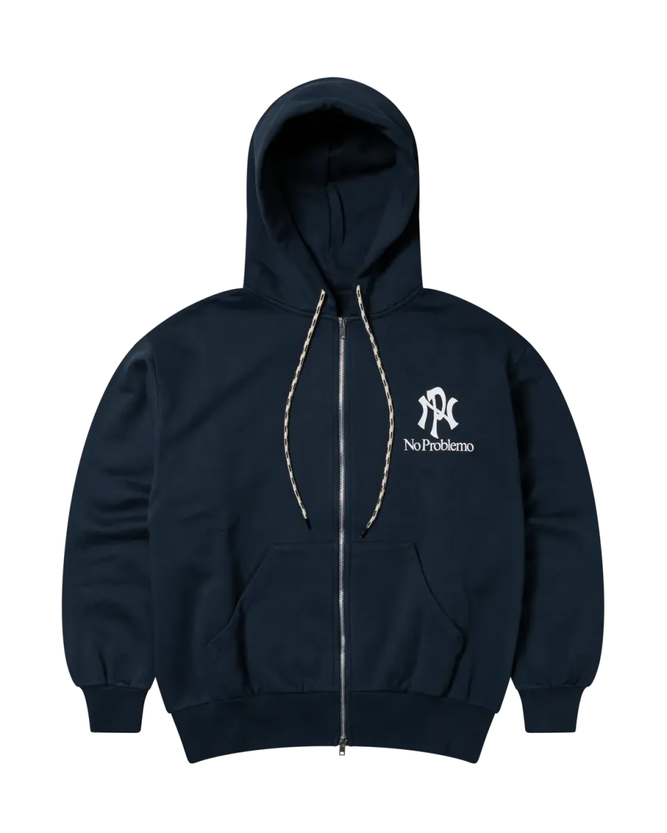 No Problemo NYP Zip Through Hoodie hanorac bleumarin