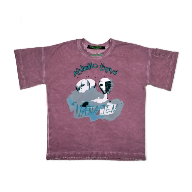 CREATEDBY Alien Creatures tricou mov spalat oversize