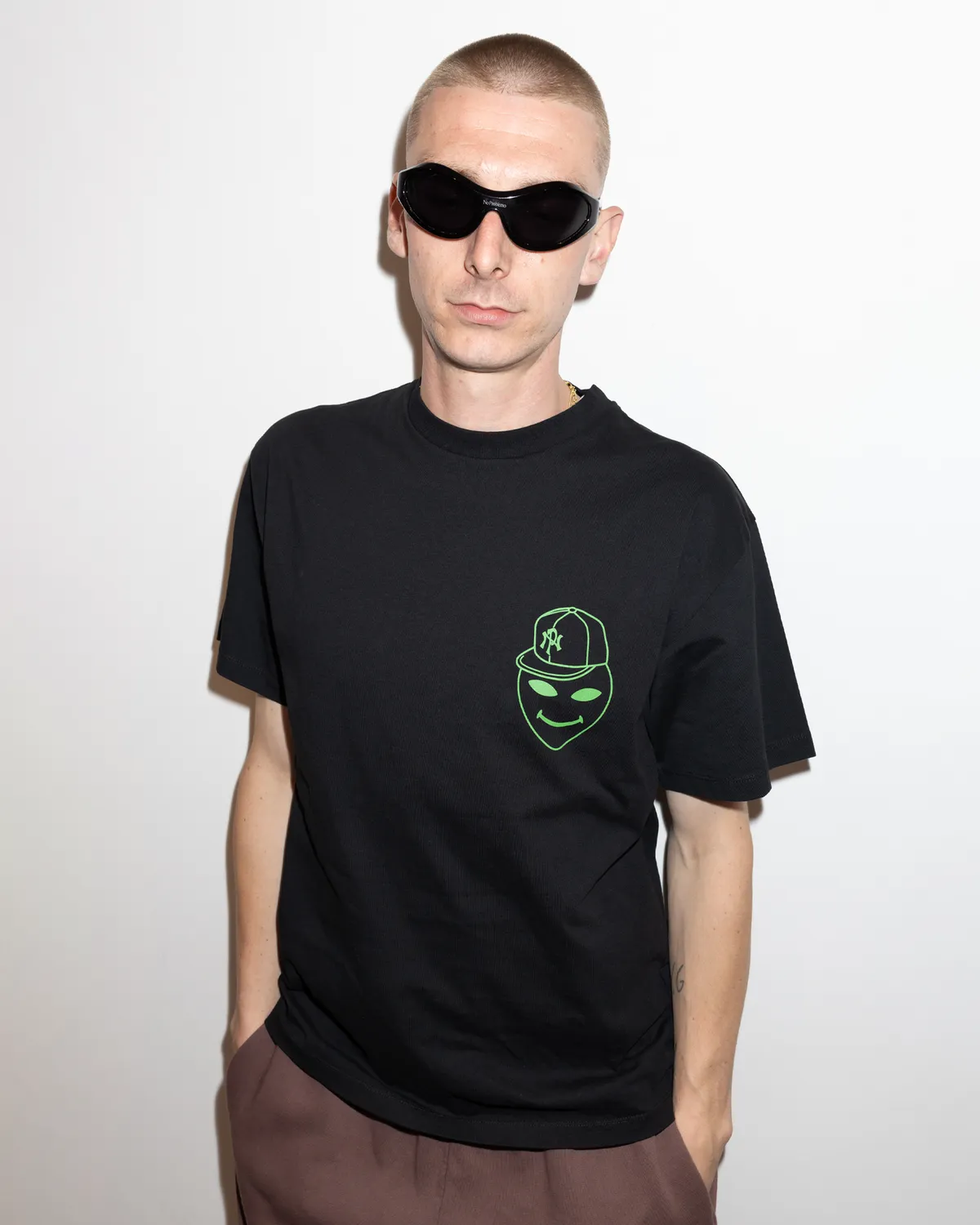 No Problemo Alien Dude tricou negru bumbac greu